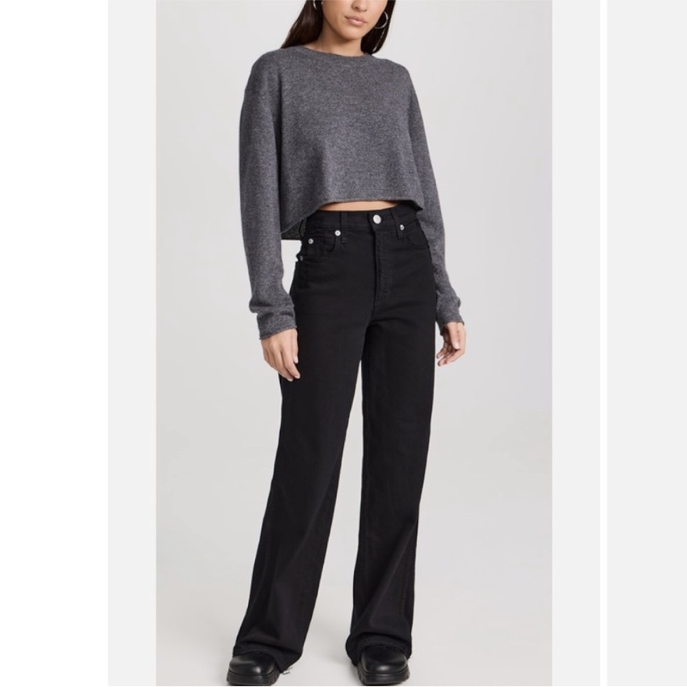 NEW AMO Frida High Rise Wide Leg Long Inseam Jean Black SZ 30‎